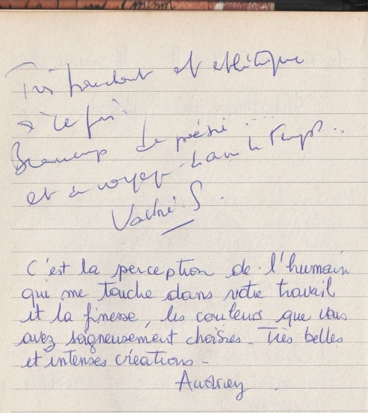 les mots d'audrey dans mon livre d'or